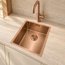 Pure.Sink Comfort PVD roza bakreni pomivalni korit 34 x 40 cm, za vgradnjo pod pult, vgradnjo v pult in namestitev na pult PCM3440-62